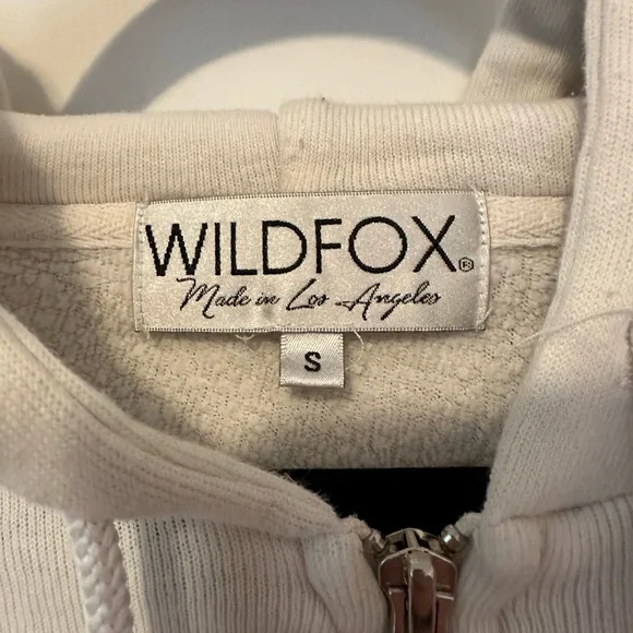 Wildfox white zip-up hoodie with pink/yellow/orange flames- Size S - Picture 7 of 13